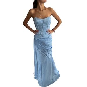Jovani Strapless Corset Gown Blue